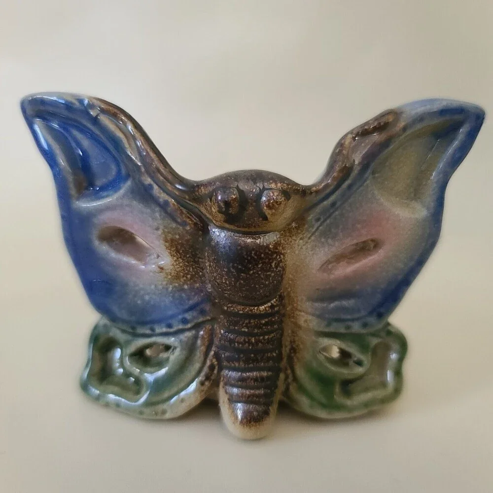 Butterfly Candle Tea Light Ceramic Glazed Holder